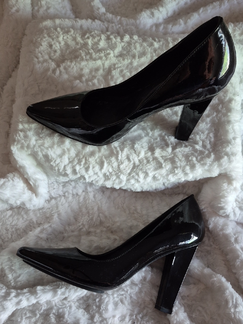 DVF Black Patent Leather Cuban Heel Pumps